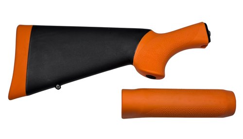 Hogue OverMolded Less Lethal Shotgun Stock with Forend for Remington 870 (12 Gauge), Orange - 08742