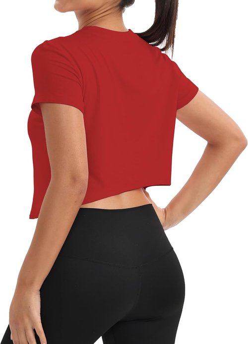 Mippo Women's Workout Tops - Short Sleeve Yoga Shirts for Gym & Running | Loose Fit Crop Top