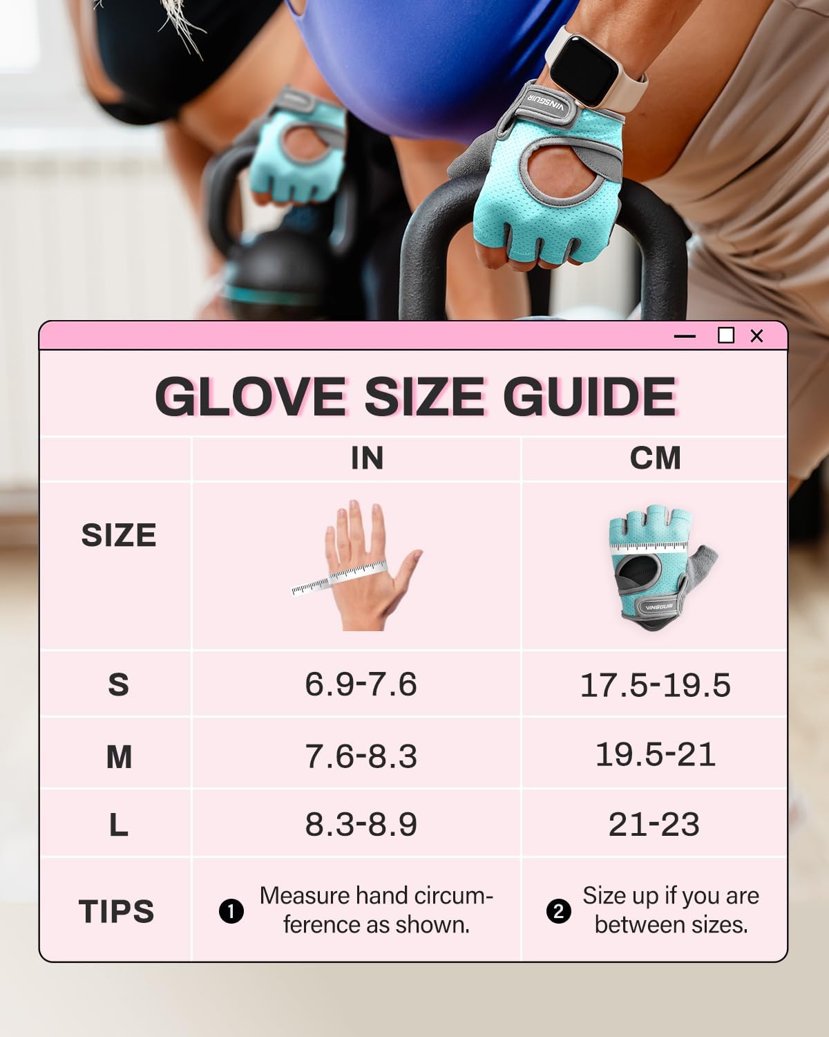 VINSGUIR Workout Gloves - Breathable Weight Lifting Gloves for Gym & Fitness | Excellent Grip & Cushion Pads