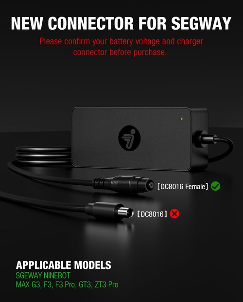 UL CE Certified 53.6V 3.9A Fast Charger Compatible with Segway Ninebot MAX G3, F3, F3 Pro, GT3, ZT3 Pro, Quick Charging Power Adapter for 48V Lithium Battery, Battery Power Supply Original Replacement