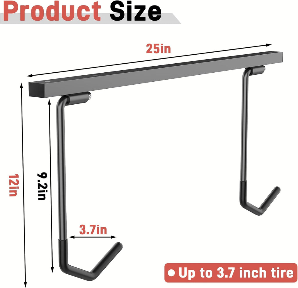 Ultrawall Ceiling Bike Rack - Indoor Bike Storage Hanger for 2 Bikes Horizontally or 4 Bikes Vertically | Adjustable Hooks, 25 Inch