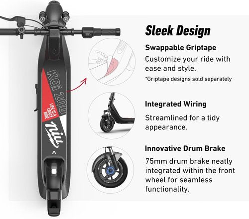 NIU Electric Scooter - KQi 1PRO 100/200 Series E-Scooter with Suspension, 500-700W Power, 15-20 MPH