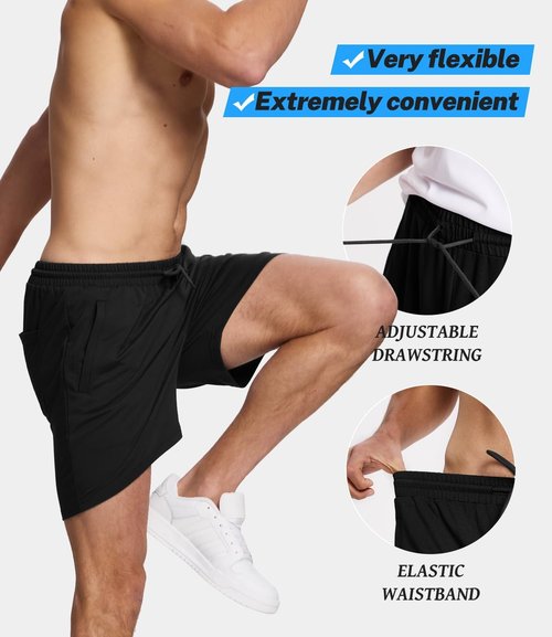 BAMBOO COOL Men's Athletic Shorts - Breathable Lightweight Running Gym Shorts with Pockets