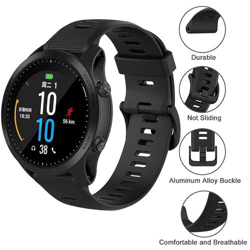 Waterproof Band Compatible with Garmin Forerunner 945/935 Watch Band, Soft Breathable Sports Adjustable Replacement Wristbands for Women Men (Black)