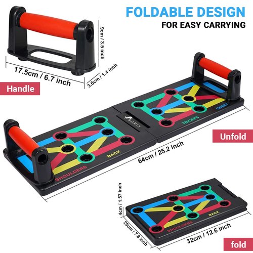 ROMIX Push Up Board for Men, Foldable Push Up Board, Multifunctional Pushup Stand, Muscle Board Rack Professional Strength Training Equipment for Man and Women at Home Gym Chest/Back/Abs Training