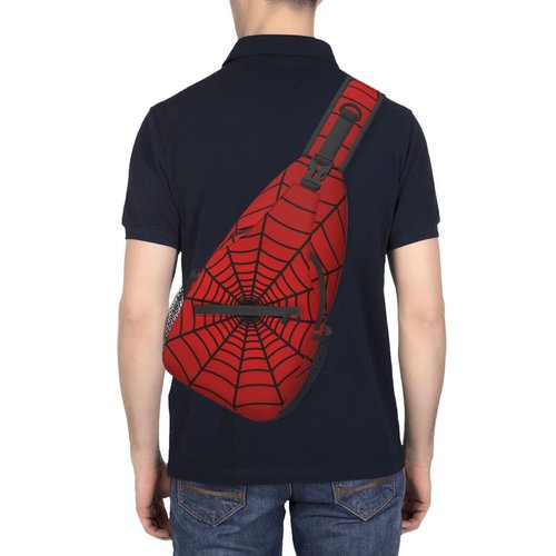 Red Spider Web Unisex Crossbody Backpack Sling Bag for Men Women One Shoulder Chest Bags Triangle Rucksack Strap for Gym Sport Travel Hiking Casual Outdoor Walking Biking Cycling Daypack