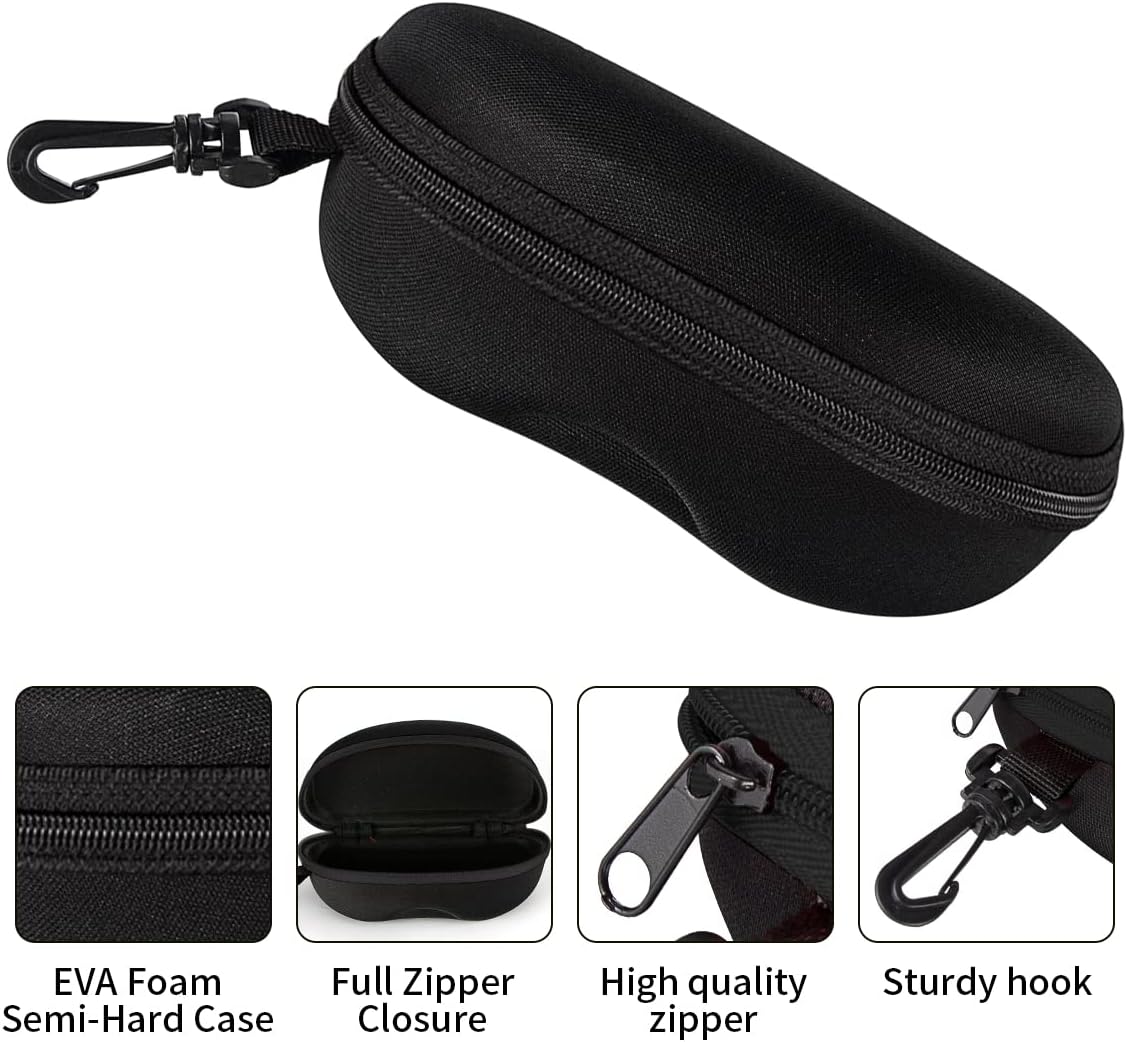 Skiennix Zipper Shell Sunglasses Case - Durable Plastic with Belt Loop & Carabiner Hook