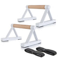 BESTWEI 1 Pair Wooden Parallettes Push Up Bars for Men, Strength Training Pushup Stands Handles for Home Calisthenics, Fitness, Floor Workouts Solid Wood with White Metal Bracket - Support 500 lbs