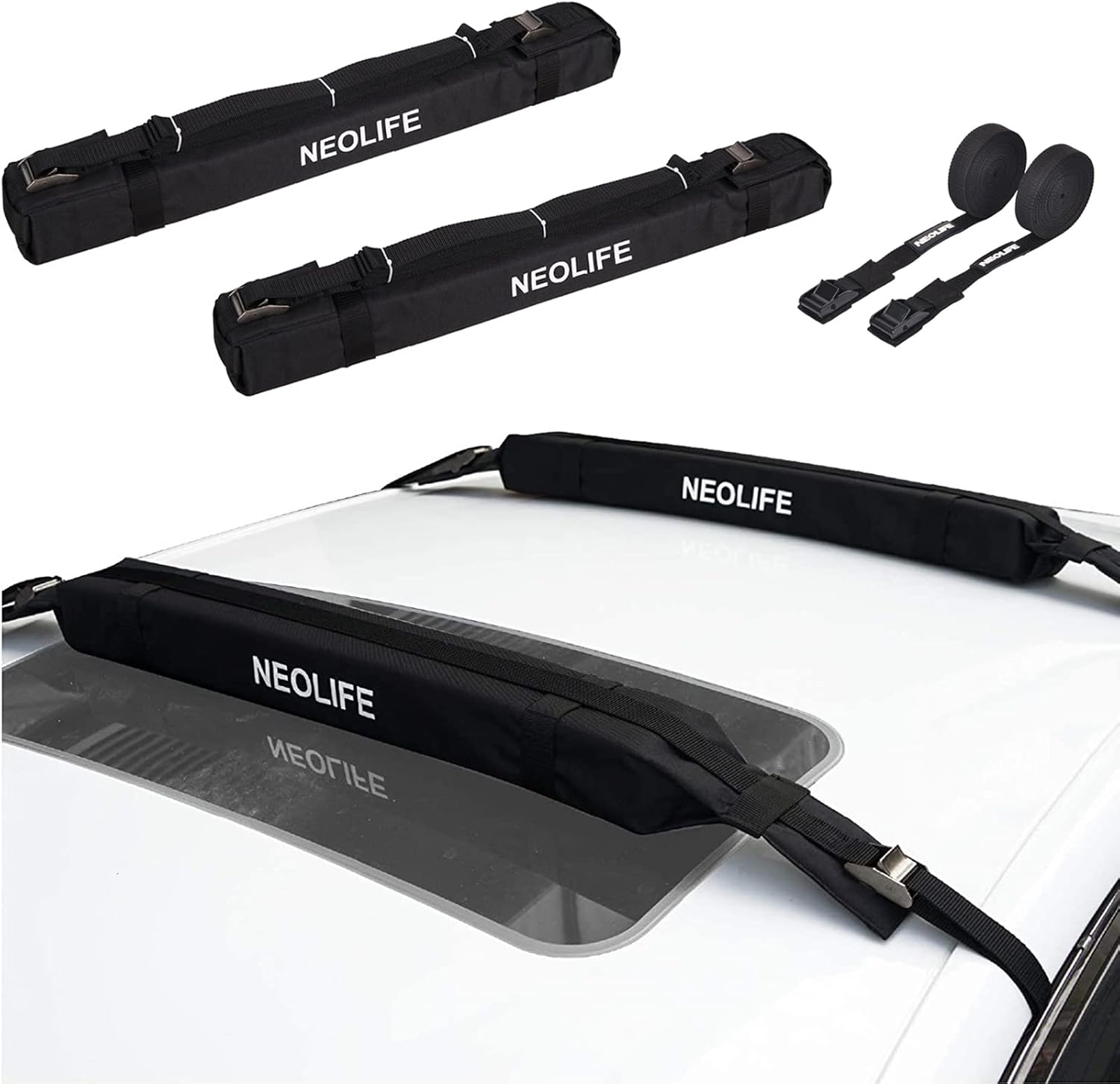 Wrap-Rax Soft Roof Rack Pads - Universal Car Roof Rack for Surfboards, Kayaks, and Canoes | 28” Pair with Storage Bag