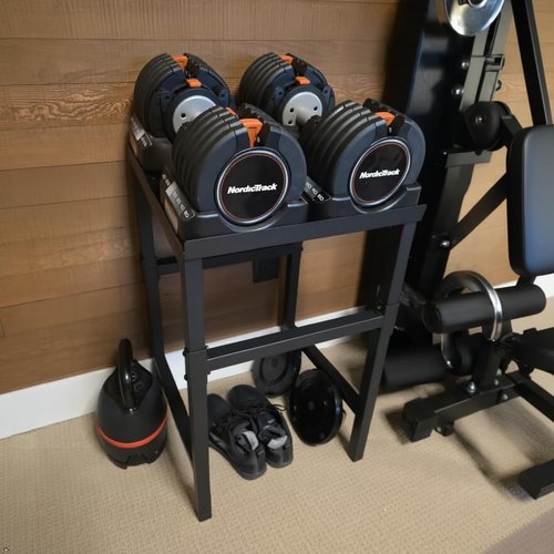**Regine Switzerland Adjustable Dumbbell Stand - Heavy Duty Kettlebell Storage Rack | Space-Saving Design, 500-800 lbs Capacity**