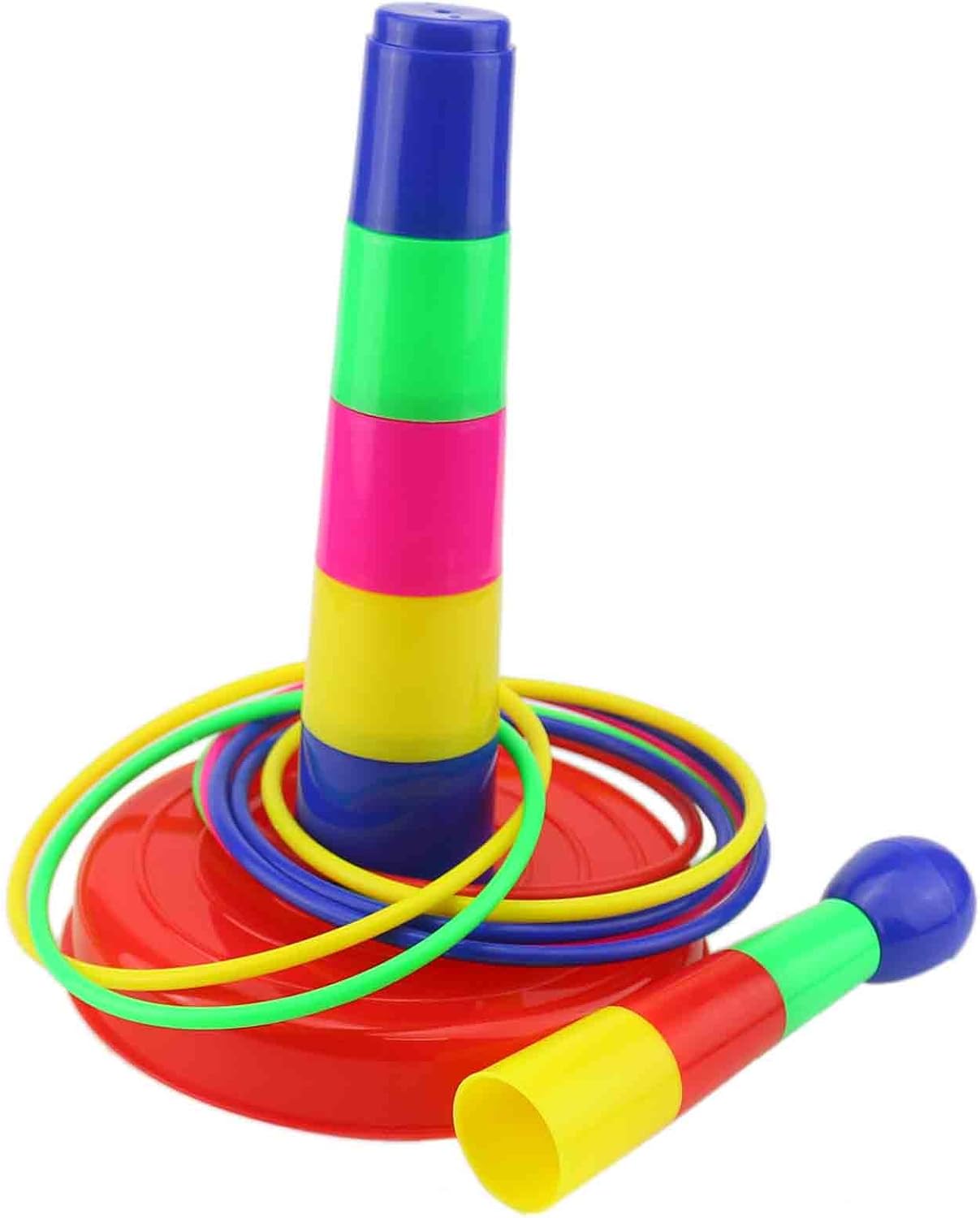 Ogrmar 18" Colorful Plastic Ring Toss Game Set - Fun Outdoor Activity for Kids