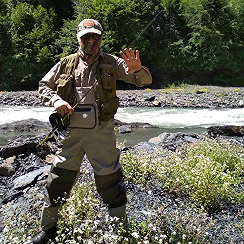 Kylebooker Large Khaki & Olive Green Breathable Stockingfoot Chest Waders for Fishing
