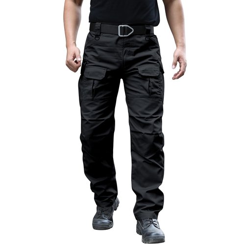 Hiwise Men's Stretch Tactical Pants Water Resistant Ripstop Cargo Pants Outdoor Lightweight EDC Work Hiking Pants (Black, 32WX34L)