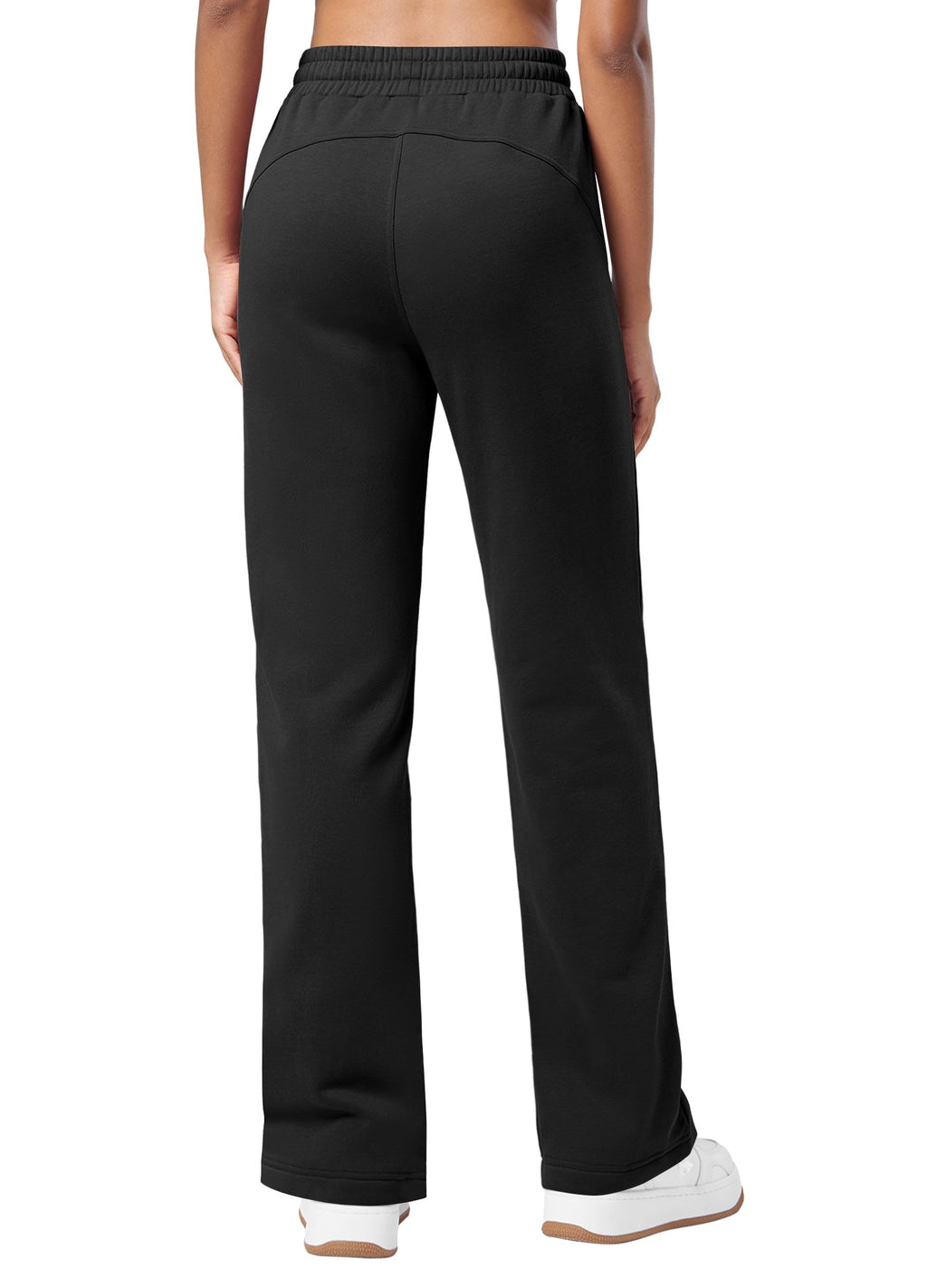 Willit Womens Fleece Lined Sweatpants Cotton Straight Leg Sweat Pants Winter Running Casual Yoga Lounge Workout Pockets 31'' Black Medium
