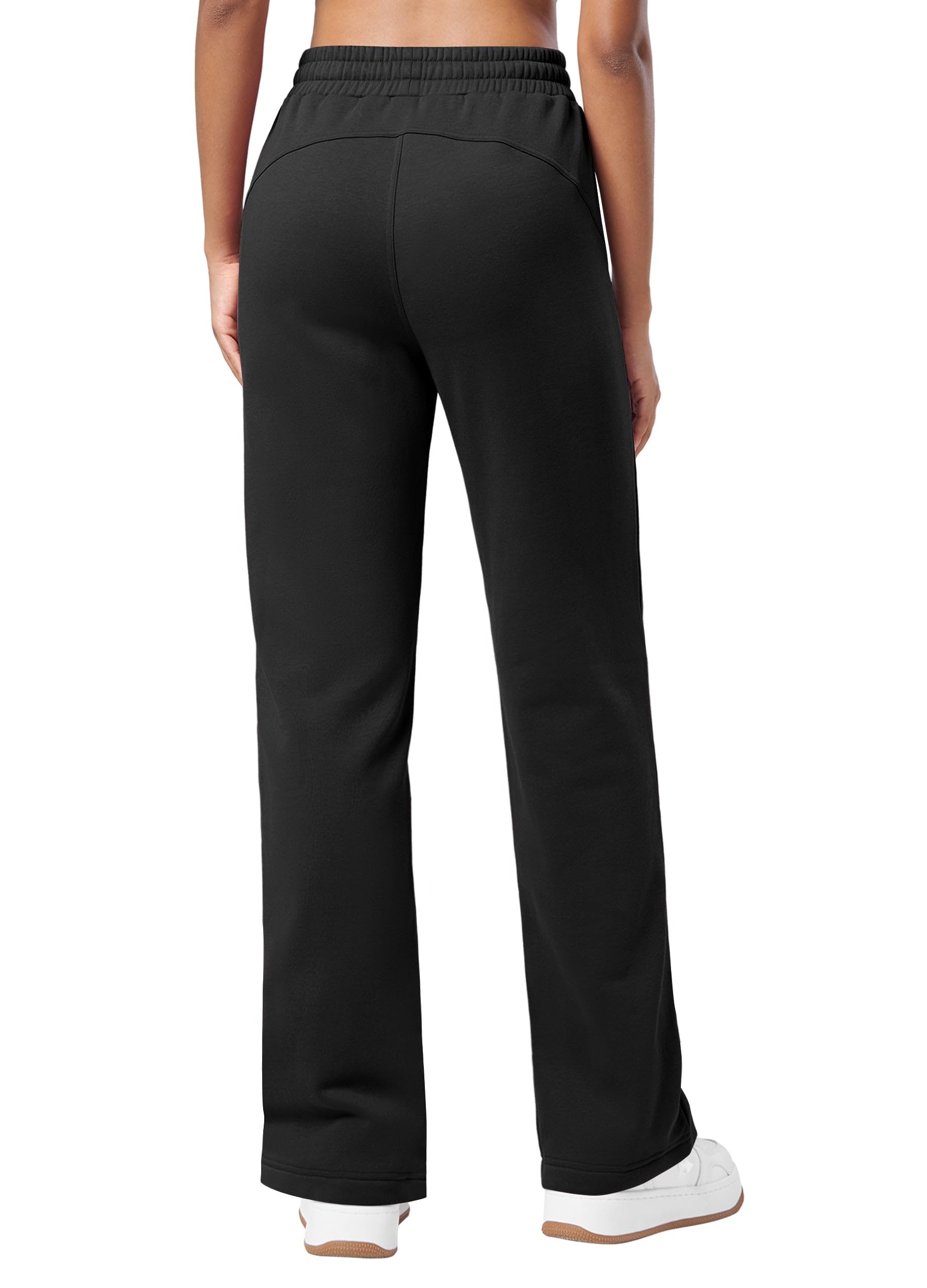 Willit Womens Fleece Lined Sweatpants Cotton Straight Leg Sweat Pants Winter Running Casual Yoga Lounge Workout Pockets 31'' Black Medium