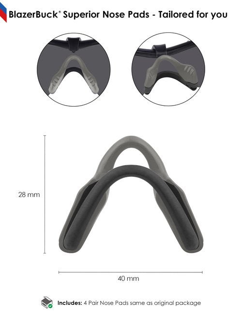 BLAZERBUCK Replacement Nose Pads Nose Pieces for Oakley M Frame 2.0 Strike/Si M Frame 3.0 OO9146 Sunglasses - Black + Grey