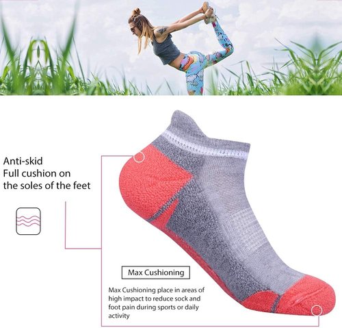 JOYNÉE Women's Cushioned Ankle Athletic Socks - Low Cut Running Socks | 6 Pack