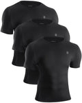 Runhit 3 Pack Short Sleeve Compression Shirts for Men Athletic Workout T Shirt Quick Dry Sports Base Layer Undershirt Top for Gym Running Black 3XL