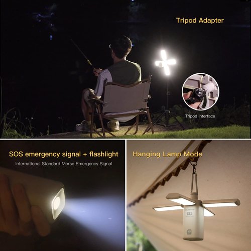 KLARUS CL2 Rechargeable Camping Lantern, 750LM 7 Light Modes Waterproof Foldable Tent Light with 10,000mAh Power Supply for Emergency, Camping, Beach, Travel, Power Outages - White