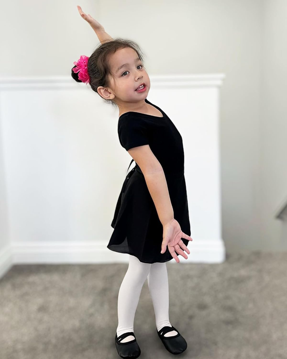 Stelle Black Ballet Dance Leotard for Girls - Stylish Bow Back Design | Toddler to Big Kids Sizes
