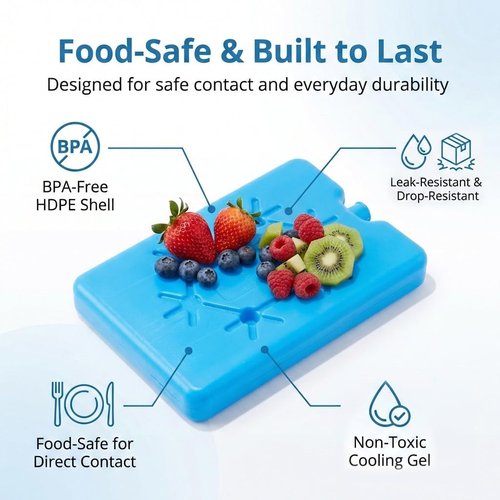 Kona Slim Ice Packs - Reusable Quick Freeze Freezer Packs for Lunch Boxes & Coolers | 4 Pack (Blue)