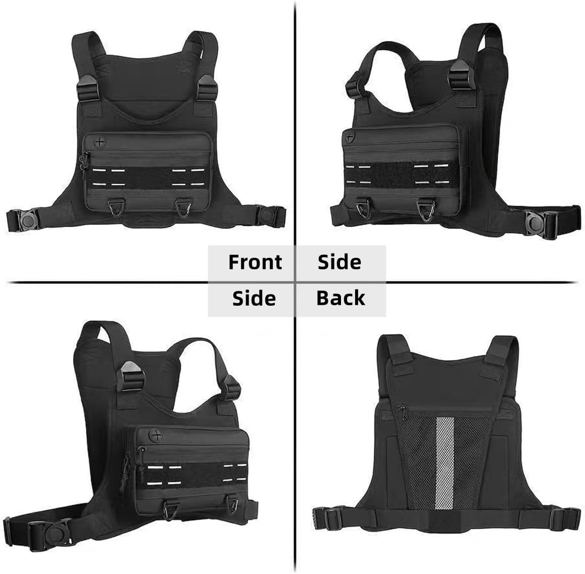 Running Chest Bag Tactical Running Vest with Pistol Holster Versatile Motorcycle Chest Pouch CCW Chest Pack