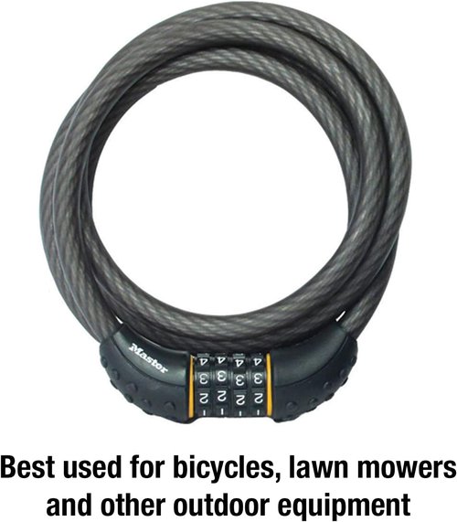 Master Lock Cable Lock - Set Your Own Combination | 6 Ft Long, Black, 8122D