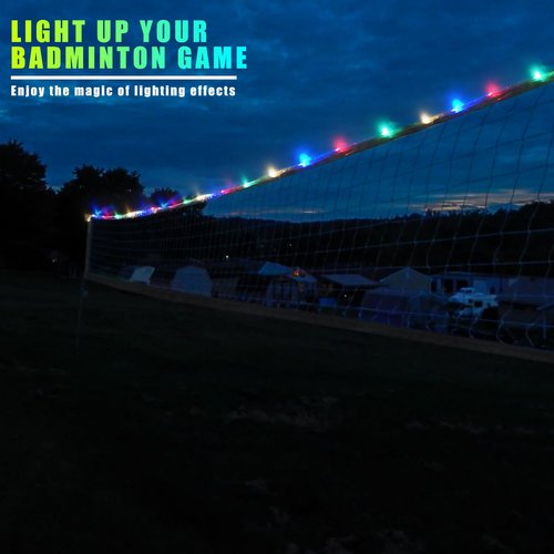 Aoneky Glow in The Dark LED Light Up 20ft Portable Badminton Net