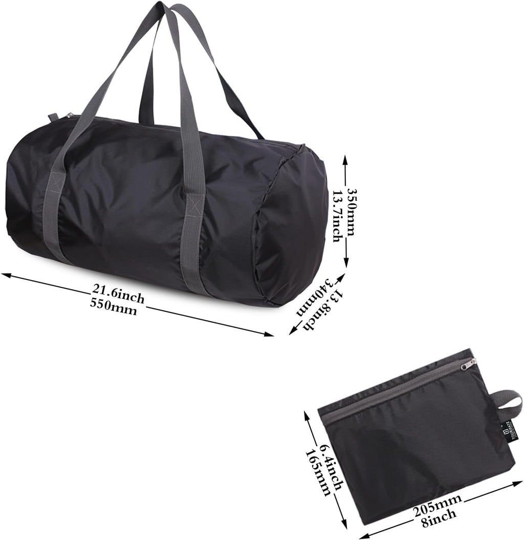 Skiennix Travel Bag - Foldable Portable Lightweight Gym Duffel for Fitness & Short Trips | Black, Medium