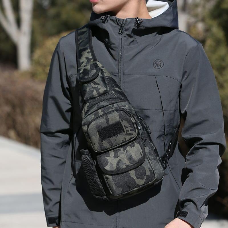 Skiennix Sling Bag - Lightweight Crossbody Backpack for Men | Ideal for Hiking & Skiing (Black)