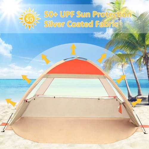 Gorich Beach Tent - Portable Sun Shelter for Up to 10 People | Lightweight, Easy Setup & UPF 50+ UV Protection