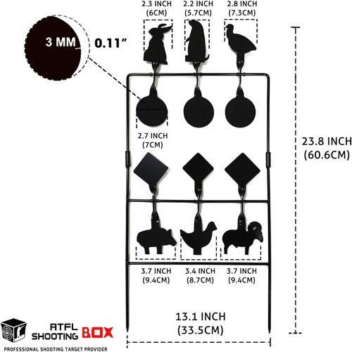 Atflbox Pellet Gun Target - Heavy Metal Spinner Silhouette for .177 & .20 Caliber Airguns | Outdoor Shooting Fun