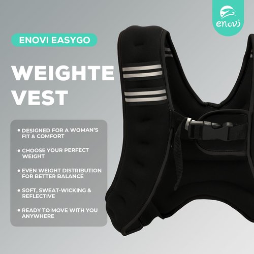 Enovi EasyGo Weighted Vest Woman, 8lb/10lb/12lb, Weighted Vest for Women (Black, 12LB)