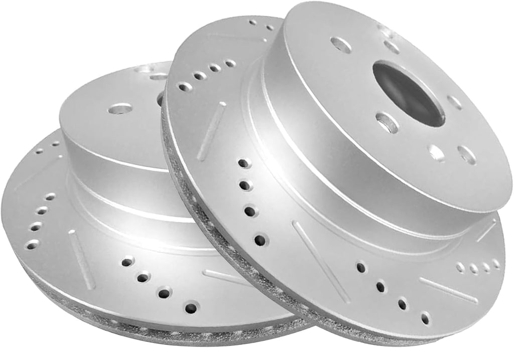 WEIZE Rear Brake Kit - Carbon Fiber Ceramic Pads & Drilled/Slotted Rotors for Chevy Equinox/GMC Terrain 2010-2017