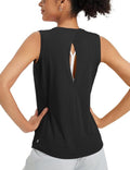 Baleaf Women's Open Back Yoga Tank Top - High Neck Sleeveless Athletic Shirt for Gym & Running