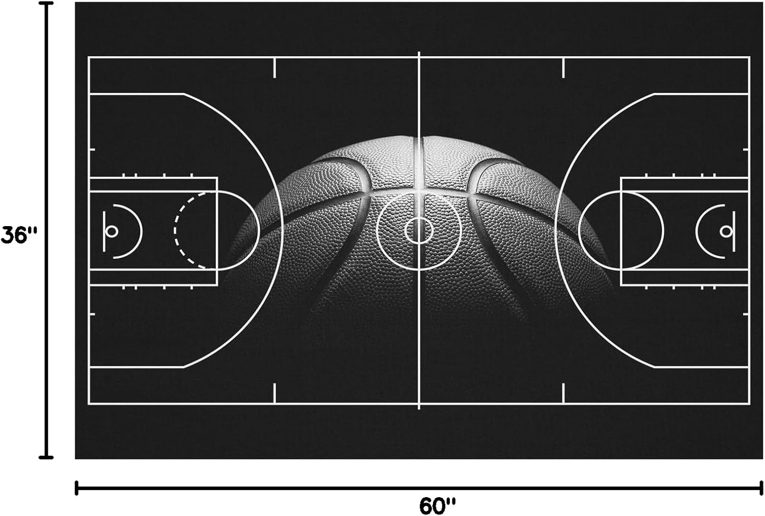 Skiennix Basketball Rug - Non-Slip Court Design for Bedroom & Game Room | 3'x5' Size