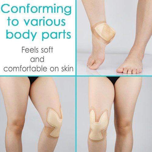 Heel Silicone Foam Dressing Wounds Bandages with Gentle Adhesive Border 8"x 8" Heel Protector Padding for Heel Ulcer Pressure Sore Foot Pain Cracked Heels(Pack of 2)