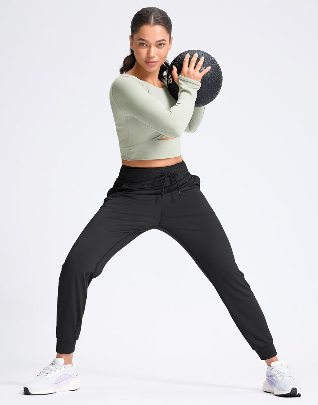 SANTINY Women's High Waisted Joggers - Soft Stretch Sweatpants with Pockets for Athletic Workouts