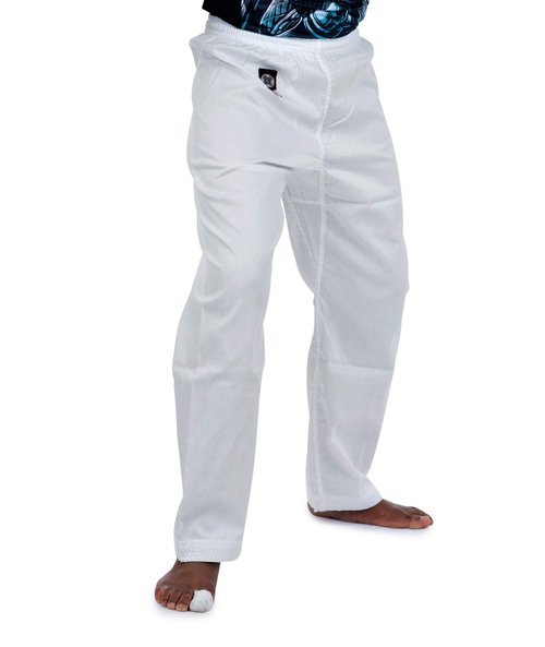 Ronin Karate Pants Poly-Cotton Middle Weight Martial Arts Pants with Elastic Waist (White, 5)