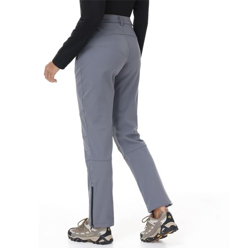 TIHEEN Women's Fleece Lined Waterproof Insulated Snow Ski Pants Winter Warm Hiking Pants Outdoor Softshell Gray XL
