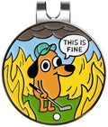 Pinsanity “This is Fine” Funny Golf Ball Marker with Hat Clip – Novelty Golfing Accessory & Gift for Golfers