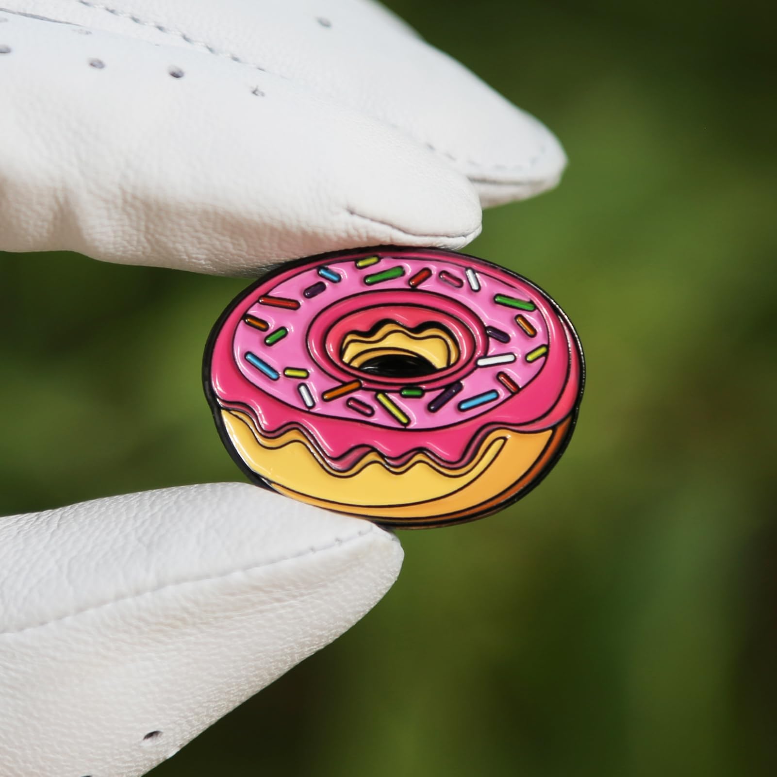 SPORTY BUFF Golf Ball Marker, Premium Enamel Fun Custom Design Golf Accessories, Great Golf Gifts for Men Women Golfers (Donut)