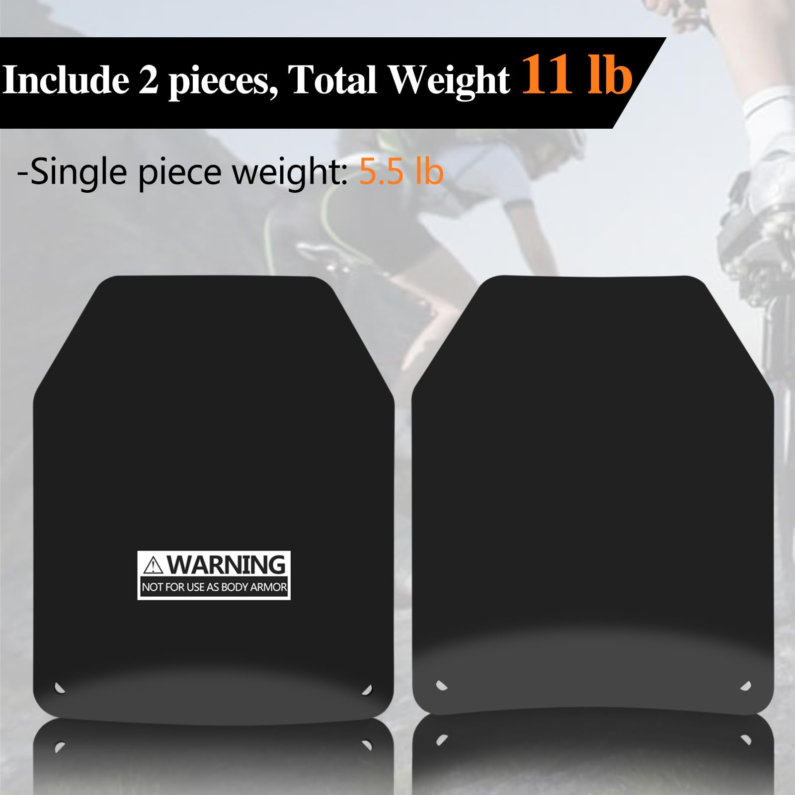 Weight Vest Plate Curved Weighted Plates for Weight Vest 5.5lb/11lb per Pairs for Running, Strength Training (Black:11LB(5.5LB*2))