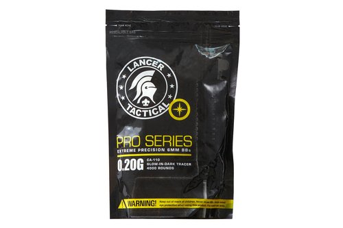 Lancer Tactical Airsoft Pellets BBS 6mm Glow-in-The-Dark Green Tracer 4000 RDS 0.20g Airsoft BBS (4000 RDS 0.20g, 1, Pack)