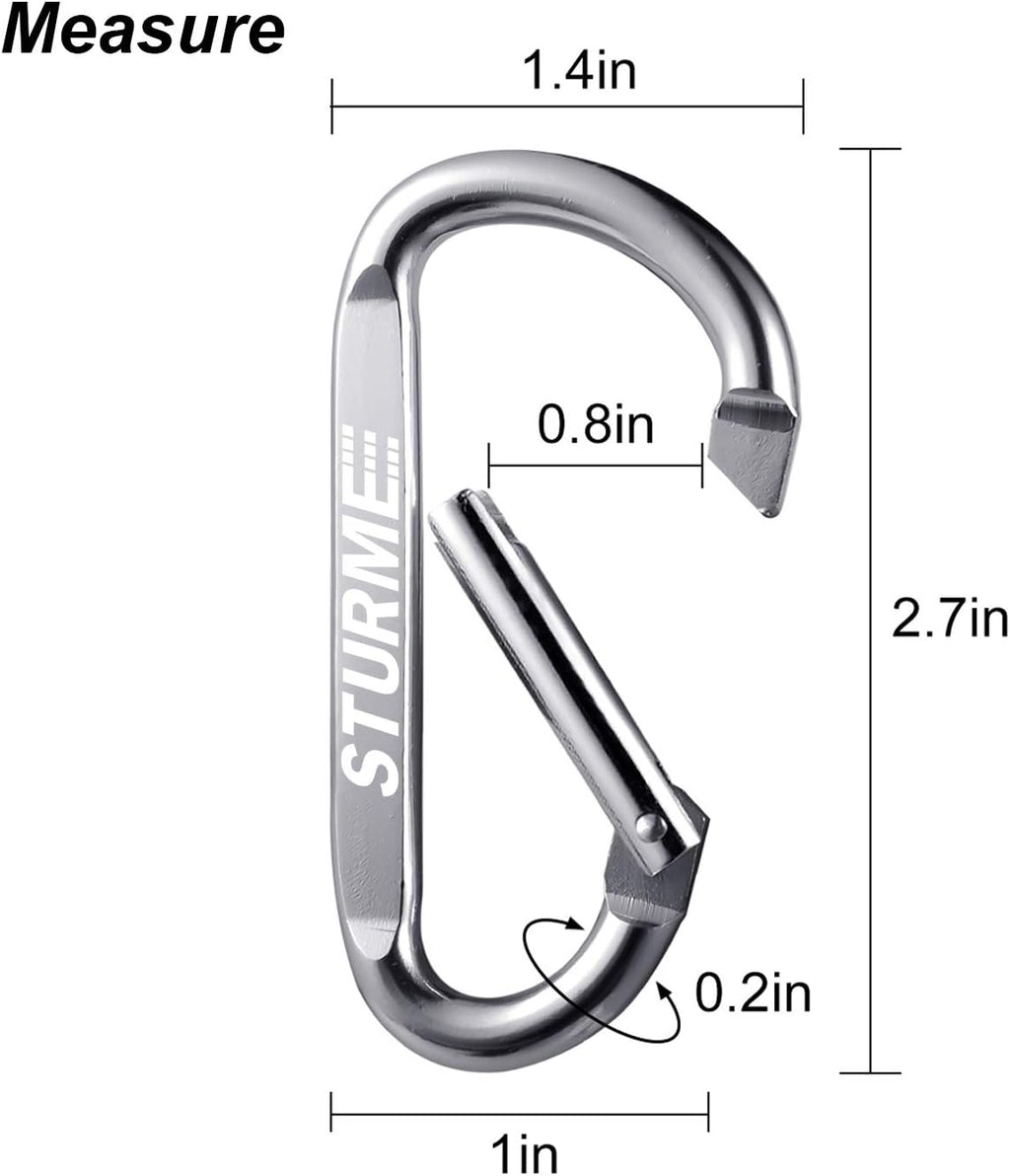 Skiennix 20-Pack Carabiner Clips - Durable Small D-Ring Hooks for Outdoor Use, 2.7" Size