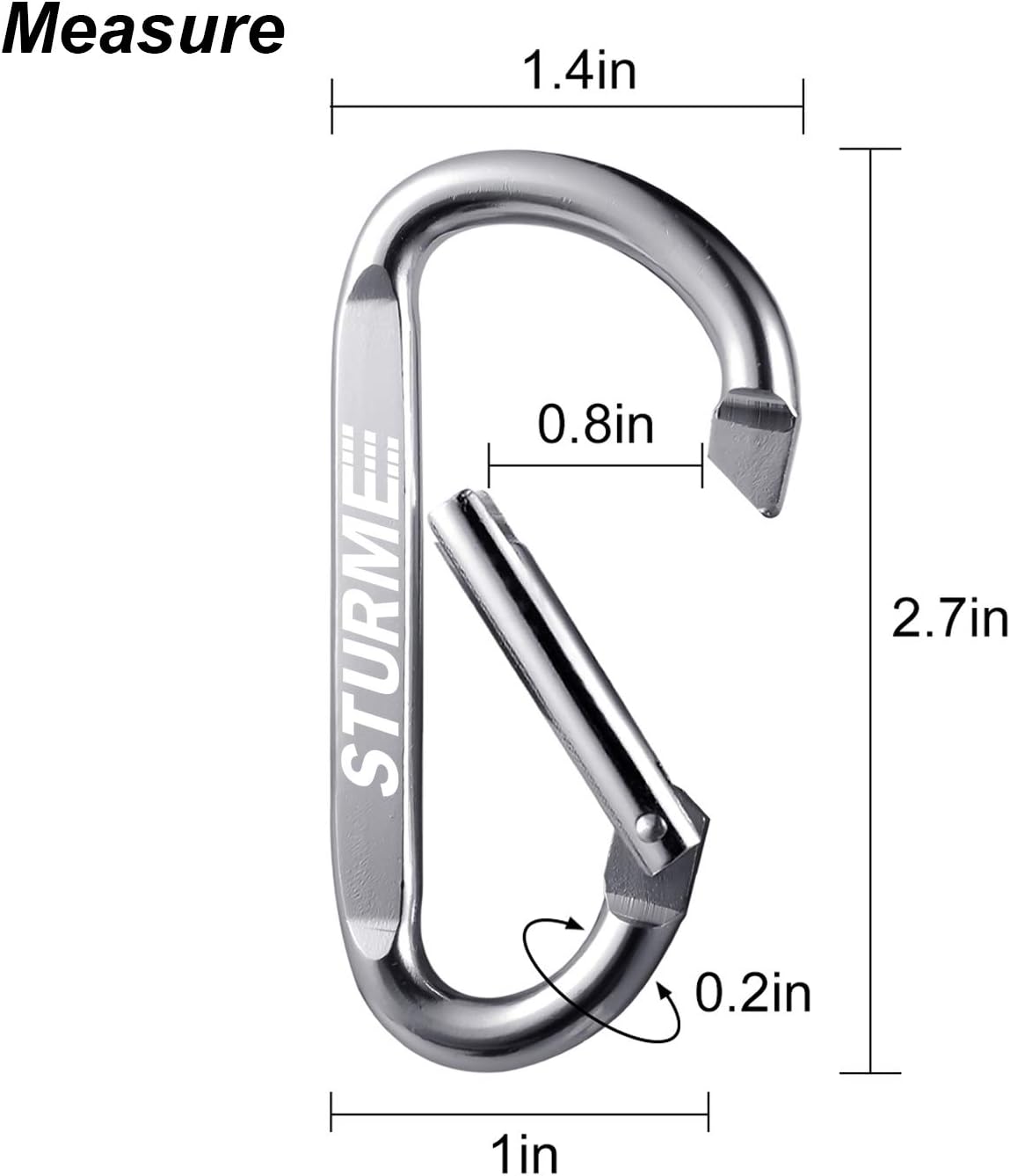 Skiennix 20-Pack Carabiner Clips - Durable Small D-Ring Hooks for Outdoor Use, 2.7" Size