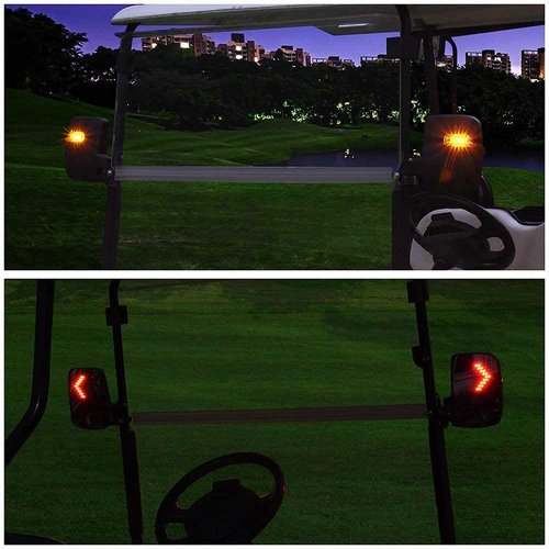 Shu-Ran Golf Cart Side Mirrors with LED Turn Signal Light Universal Golf Cart Rear View Mirrors for Club Car EZGO Yamaha ICON Drive and Kandi
