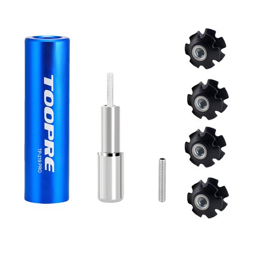 Chrisphil Bike Fork Star Nut Installation Tool with 4 Nuts - Universal Fit for 7/8", 1", 1-1/8" Steerer Tubes (Road & MTB)