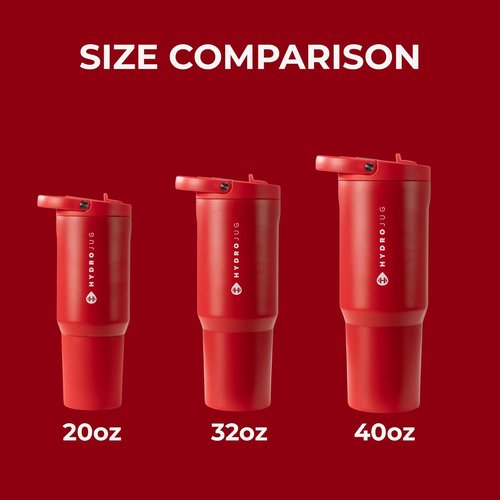 HydroJug Sport - 32oz Stainless Steel Tumbler with Straw | Vacuum Insulated & Leakproof, Ergonomic Design in Alumni Red