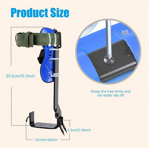 Tree Climbing Gear, Tree Climbing Spikes with Adjustable Leg Straps & Steel Core Flip Line, Triple Lock Lanyard Adjuster, Durable Climbing Spikes for Arborist Work, Fruit Harvesting (Blue)